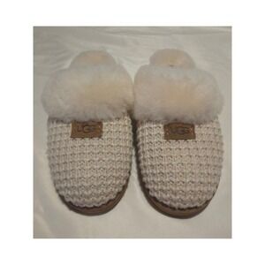 UGG Coquette Chunky Crochet Cream White Sheepskin Slippers Womens 10 NWOT